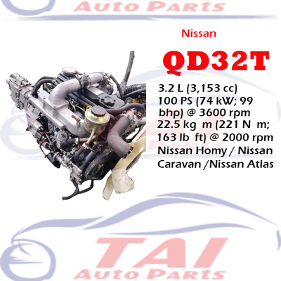 Moteur japonais QD32 Turbo Nissan Parties Moteur diesel avec boîte de vitesses Pour Nissan Cabstar